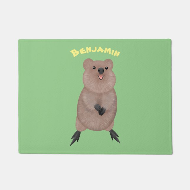 Felpudo Feliz y lindo diseño de personalizados de quokka (Anverso)