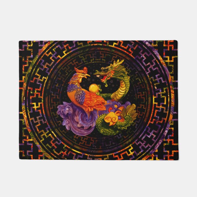Felpudo Fénix y Dragon - en color (Anverso)