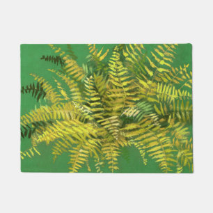 Felpudo Fern, frondas, florido, verde dorado verde vegetac