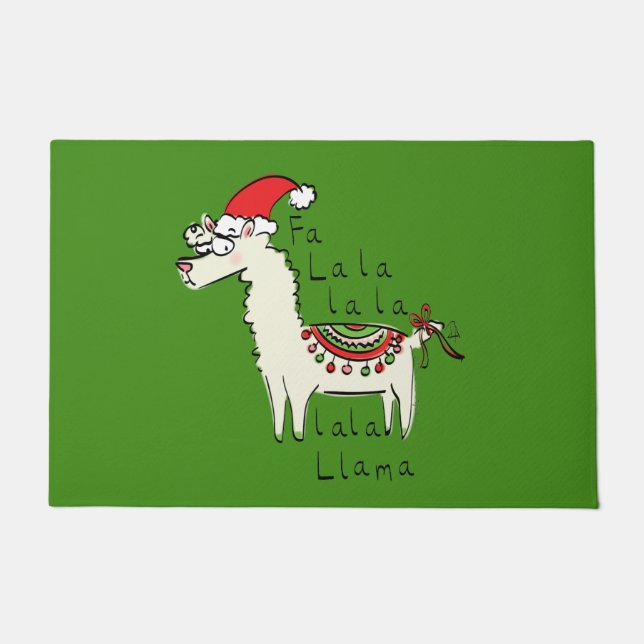 Felpudo Festividad de los Navidades de Llama Cute (Anverso)