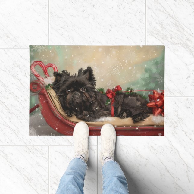 Felpudo Festividad de los Navidades de Perro Affenpinscher (Interior)