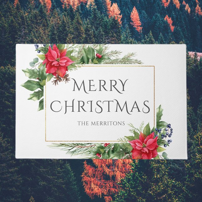 Felpudo Festividad de Navidades de acuarela botánica de or (Subido por el creador)