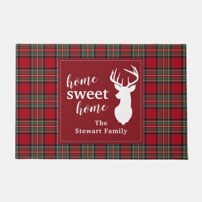 Felpudo Festividad de Plaid personalizada Tartán Red Clan  (Anverso)