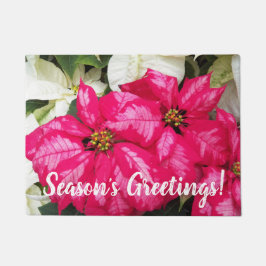 Felpudo Festividad de Poinsettias Variadas Rosa