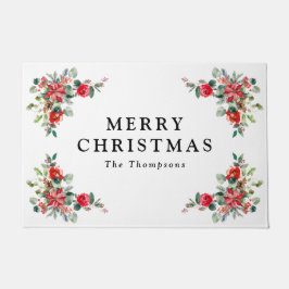 Felpudo Festividad en invierno rojo