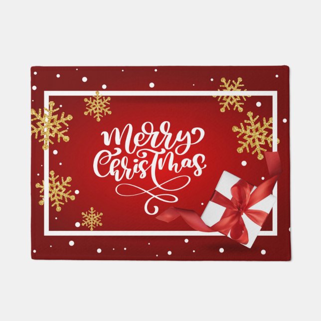 Felpudo Festividad navideña CÁLIGRAFIA Roja (Anverso)