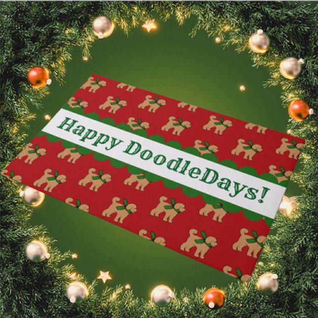 Felpudo Festividad personalizada Doodle Doodle Dog vacacio (A festive welcome with this personalized door mat!)