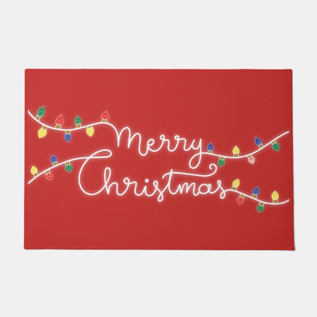 Felpudo Festividad Red Merry Christmas Door Mat (Anverso)