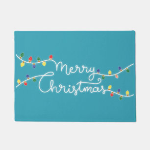 Felpudo Festividad Turquesa Feliz Navidad