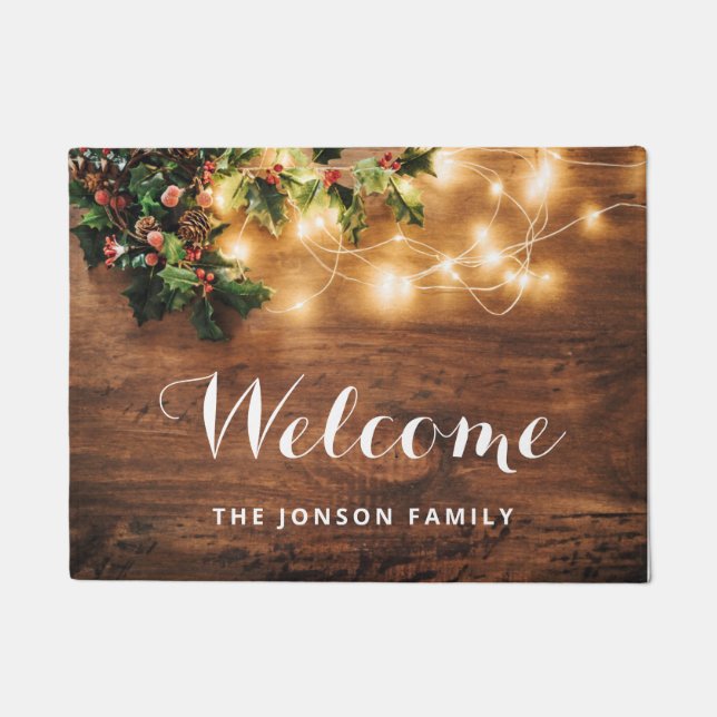 Felpudo Festividades de Navidades de Madera Rusa de Mistle (Anverso)