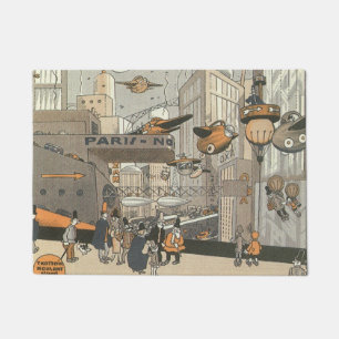 Felpudo Ficción científica urbana vintage París, vapor pun