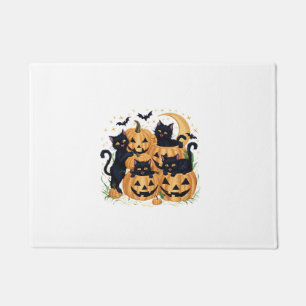 Felpudo Fiesta de Halloween Cuece Gatos Negros y Calabazas