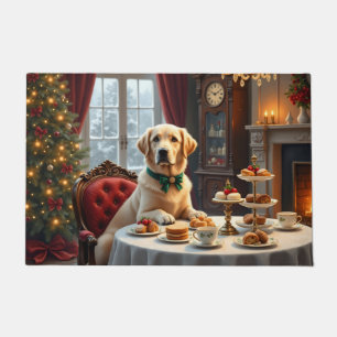 Felpudo Fiesta de Té de Navidad Victoriana con Labrador Re