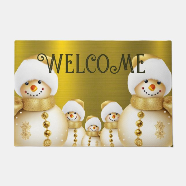 Felpudo Fiesta navidad Golden Snowman vacaciones de invier (Anverso)