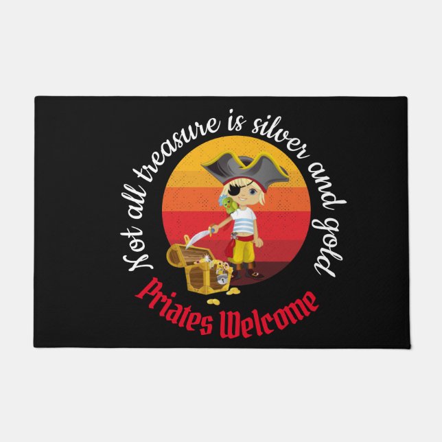 Felpudo Fiesta Pirate Boy Black Doormat (Anverso)