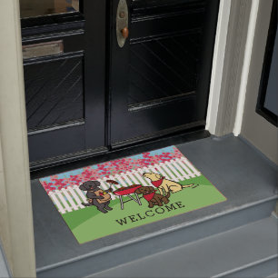 Felpudo Fiestas BBQ Labradors Flores Hollyhock