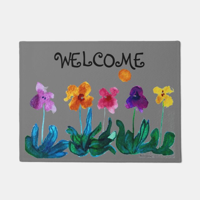 Felpudo Fila de Pansies Doormat (Anverso)