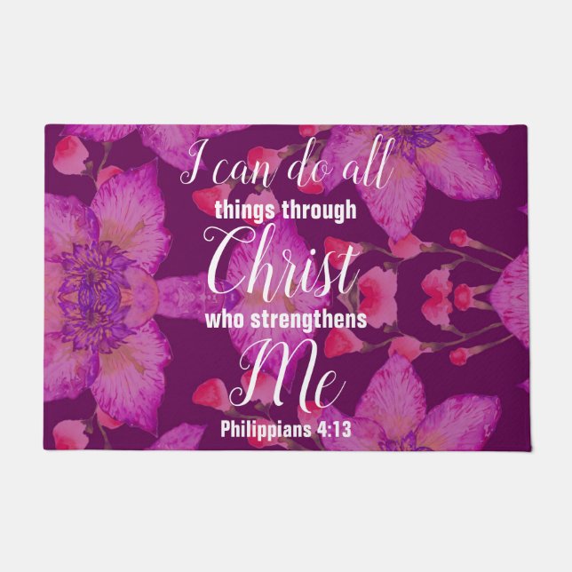 Felpudo Filipinas 4:13 Biblia versus Floral (Anverso)