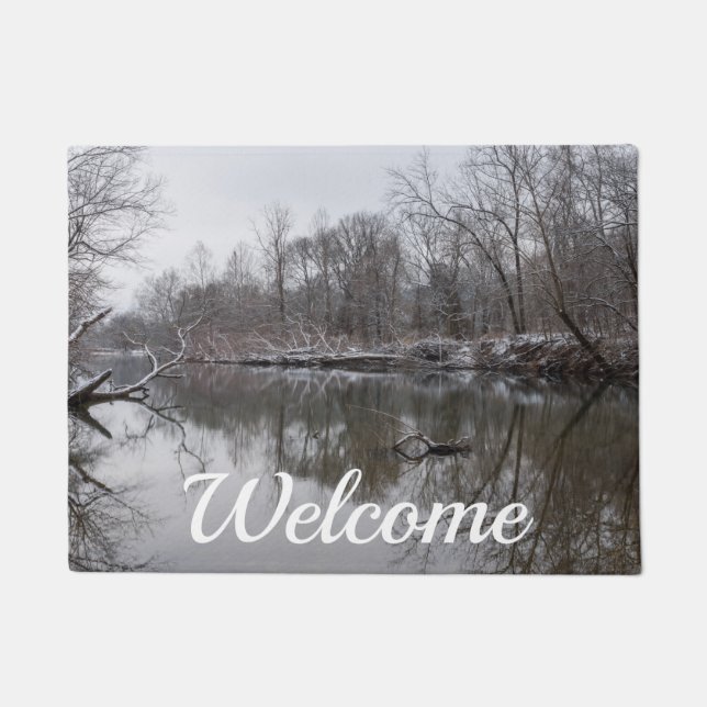 Felpudo Finley Winter Reflections Bienvenida Doormat (Anverso)