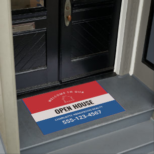 Felpudo Firma de bienvenida de la casa abierta
