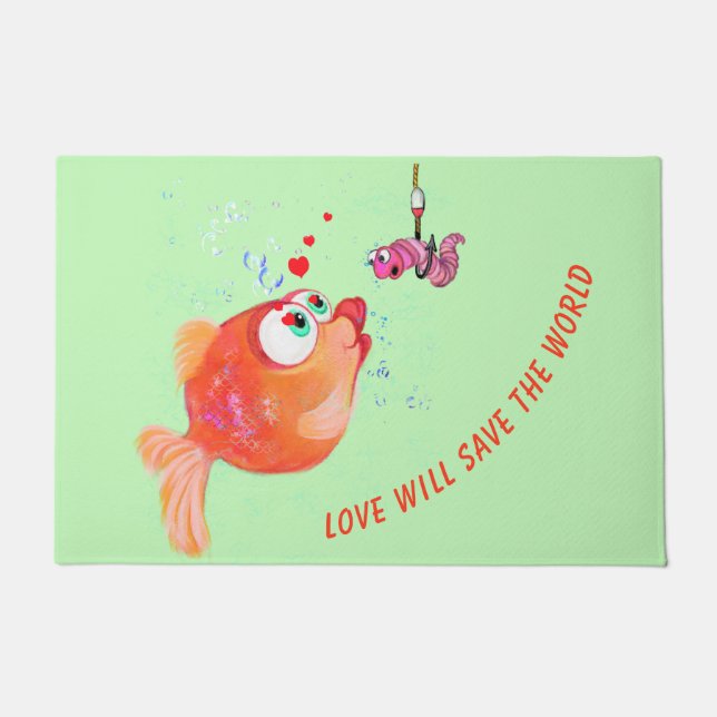 Felpudo Fish and Worm Doormat Fun - Amor (Anverso)