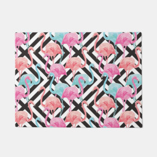 Felpudo Flamencos en el patrón de diseño negrita