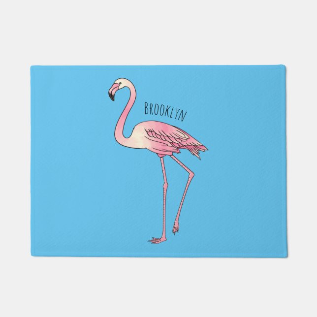 Felpudo Flamingo bird cartoon illustration  (Anverso)