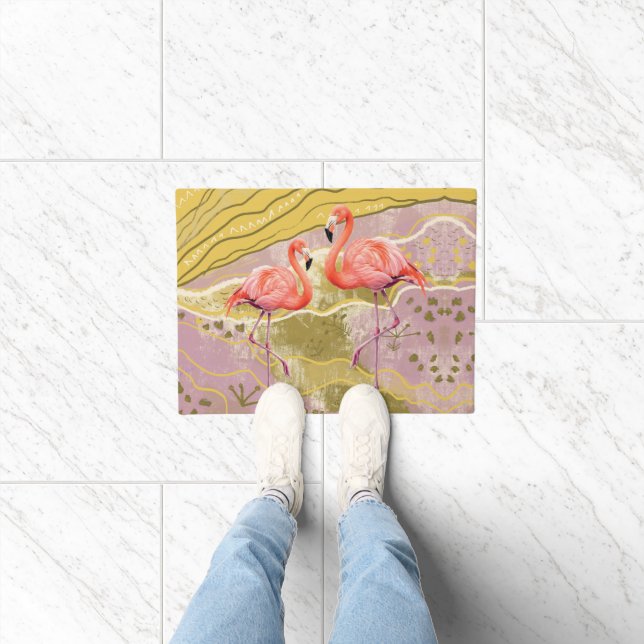 Felpudo flamingo de patrón Doormat (Interior)