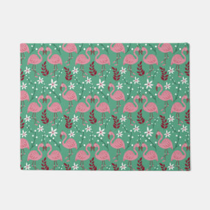 Felpudo Flamingo floral sin soldadura patrón rosa verde