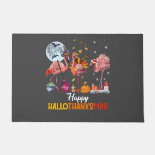 Felpudo Flamingo Halloween Y Feliz Navidad Hallo