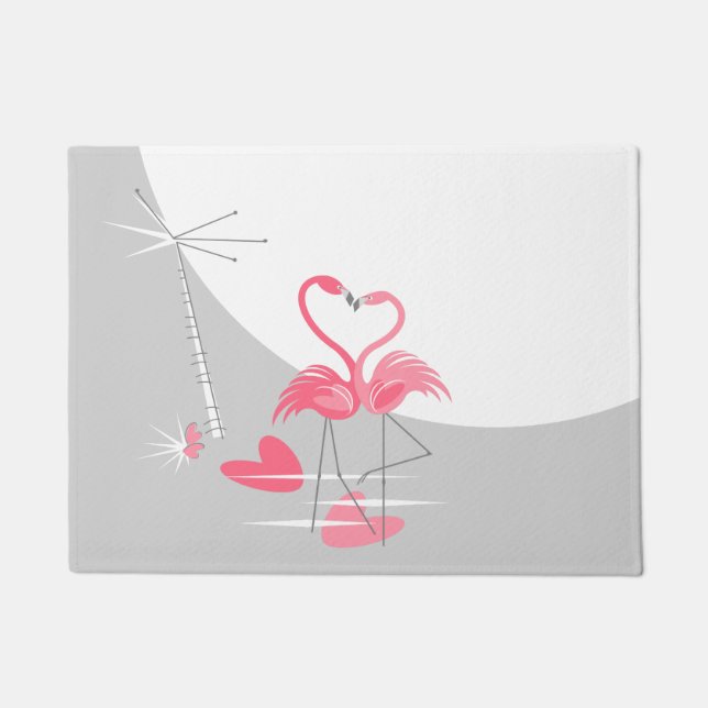 Felpudo Flamingo Love Large Moon Doormat (Anverso)