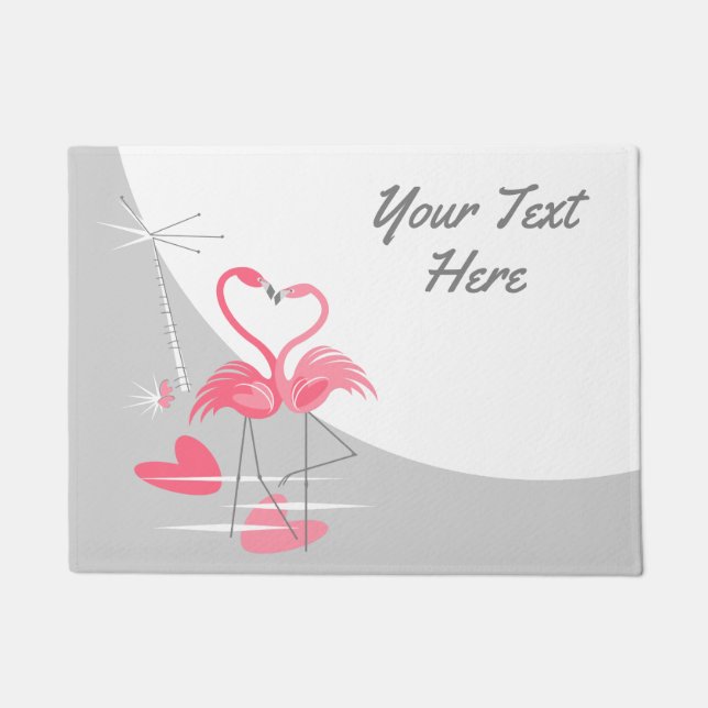 Felpudo Flamingo Love Large Moon Text doormat (Anverso)