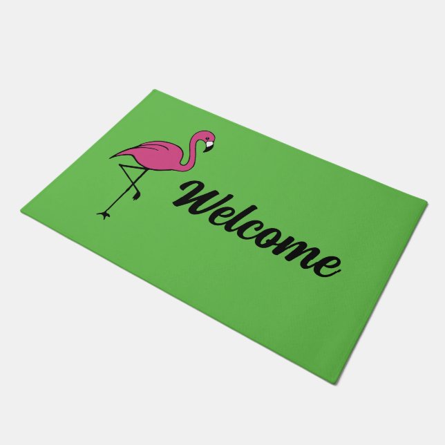 Felpudo Flamingo Rosa Bienvenida Mat Doormat Rug (Angular)