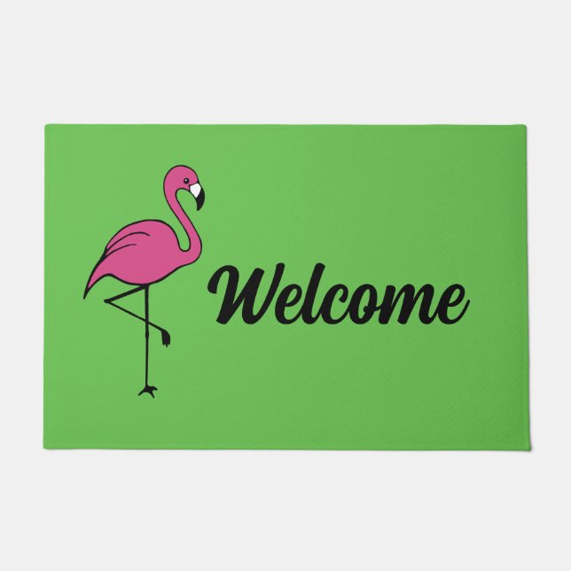 Felpudo Flamingo Rosa Bienvenida Mat Doormat Rug (Anverso)