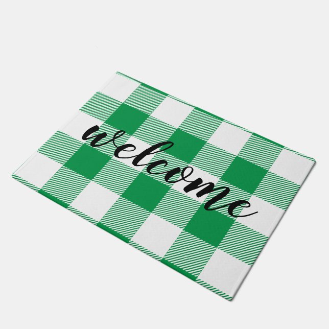 Felpudo Flannel de bienvenida verde y blanco (Angular)