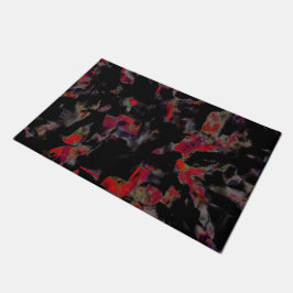 Felpudo Flashy Red blots en base rocosa gris oscuro, textu