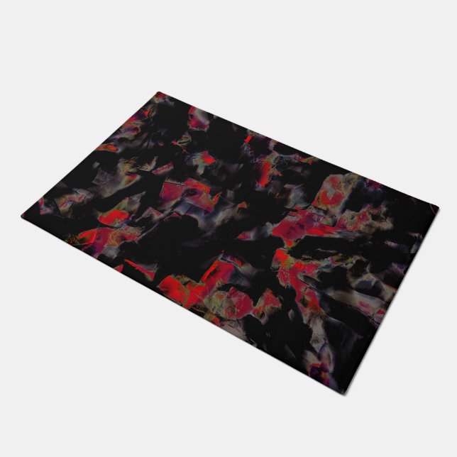 Felpudo Flashy Red blots en base rocosa gris oscuro, textu (Angular)