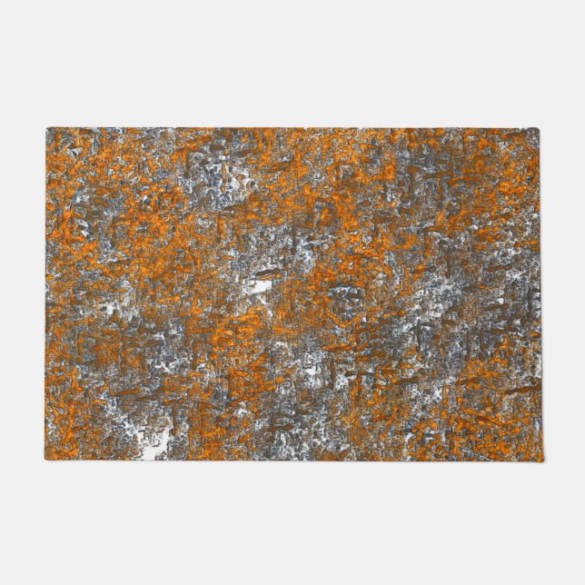 Felpudo Flecto con un naranja dorado sobre crudo gris blan (Anverso)