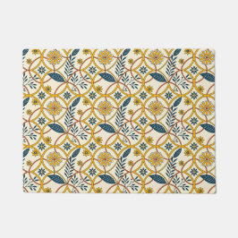 Felpudo Fleurs dans des cercles verts et beige