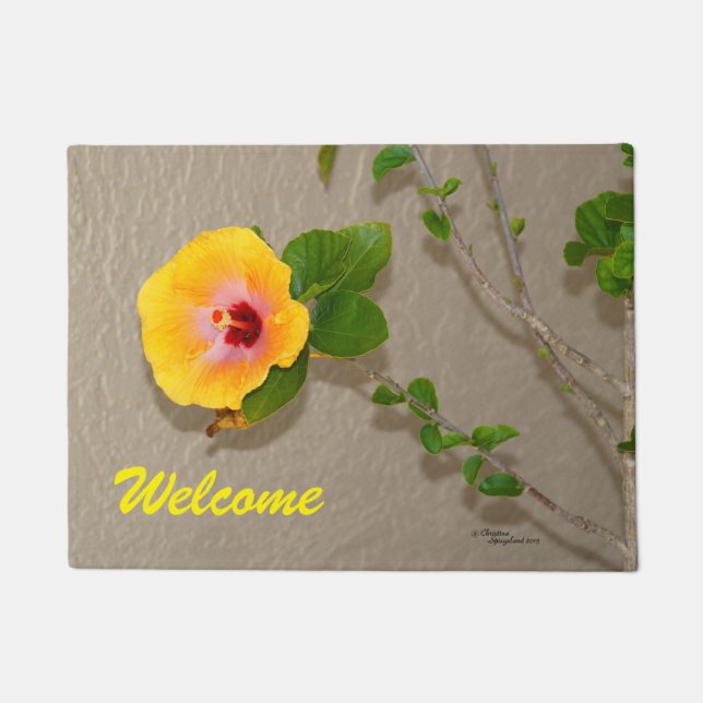Felpudo Flor amarillo Hibiscus Spiegeland Doormat (Anverso)