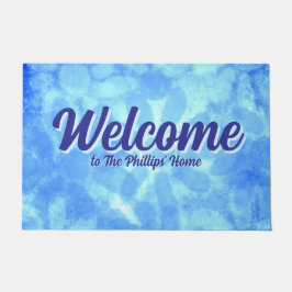 Felpudo Flor azul variada de flores personalizadas