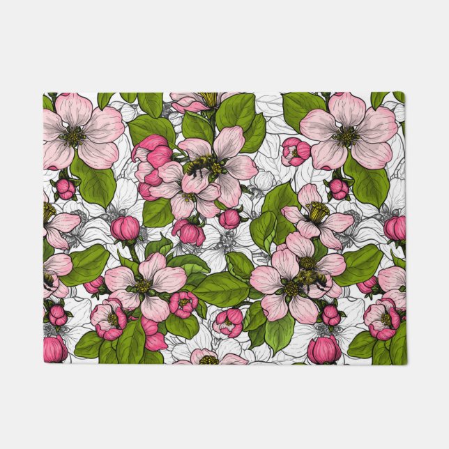 Felpudo Flor de Apple en blanco (Anverso)