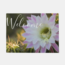 Felpudo Flor de cactus morado y blanco