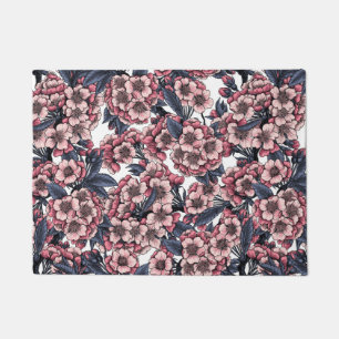 Felpudo Flor de cerezo en rosa y azul