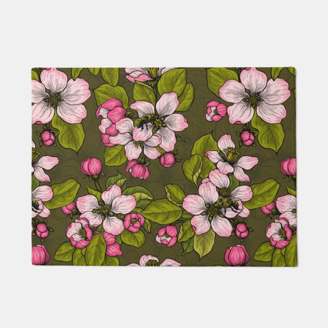 Felpudo Flor de manzana en verde oscuro (Anverso)