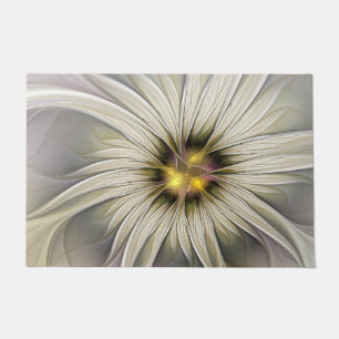 Felpudo Flor de marfil grande, abstracto arte fractal mode