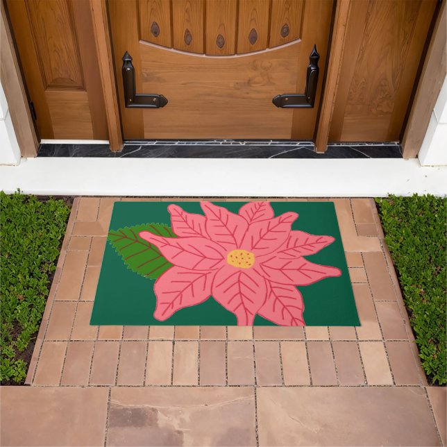 Felpudo Flor de Pascua rosa de Navidad (Exterior)