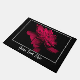 Felpudo Flor de Peonía Roja furiosa personalizada