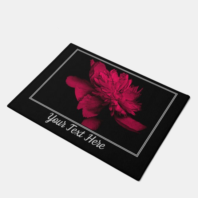 Felpudo Flor de Peonía Roja furiosa personalizada (Angular)