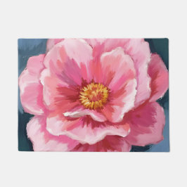 Felpudo Flor de Peonía Rosa Acuarela Floral